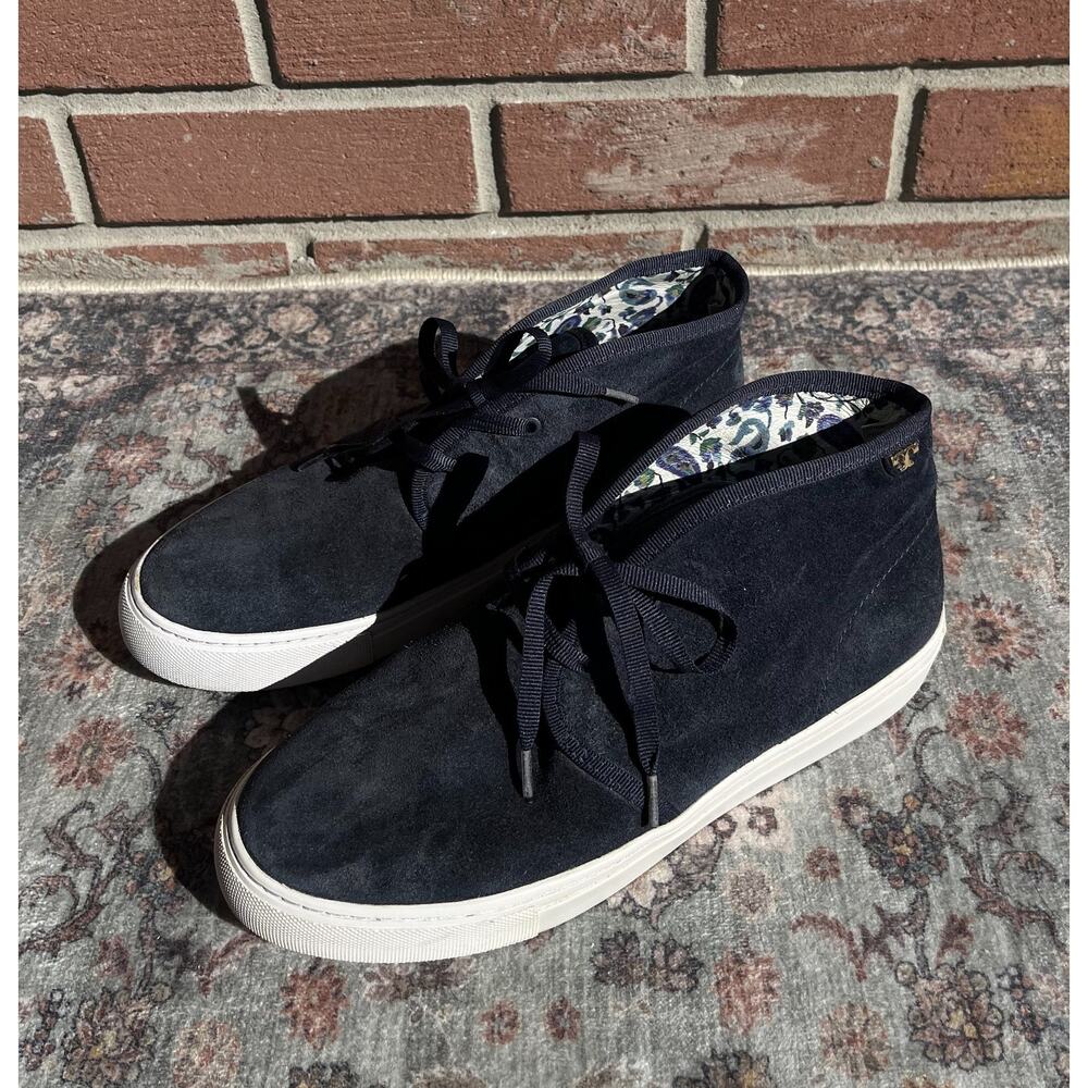 Tory Burch Iggy Navy Blue Suede Chukka Sneakers / Mens 7 Women 8.5 / HiTop Shoes